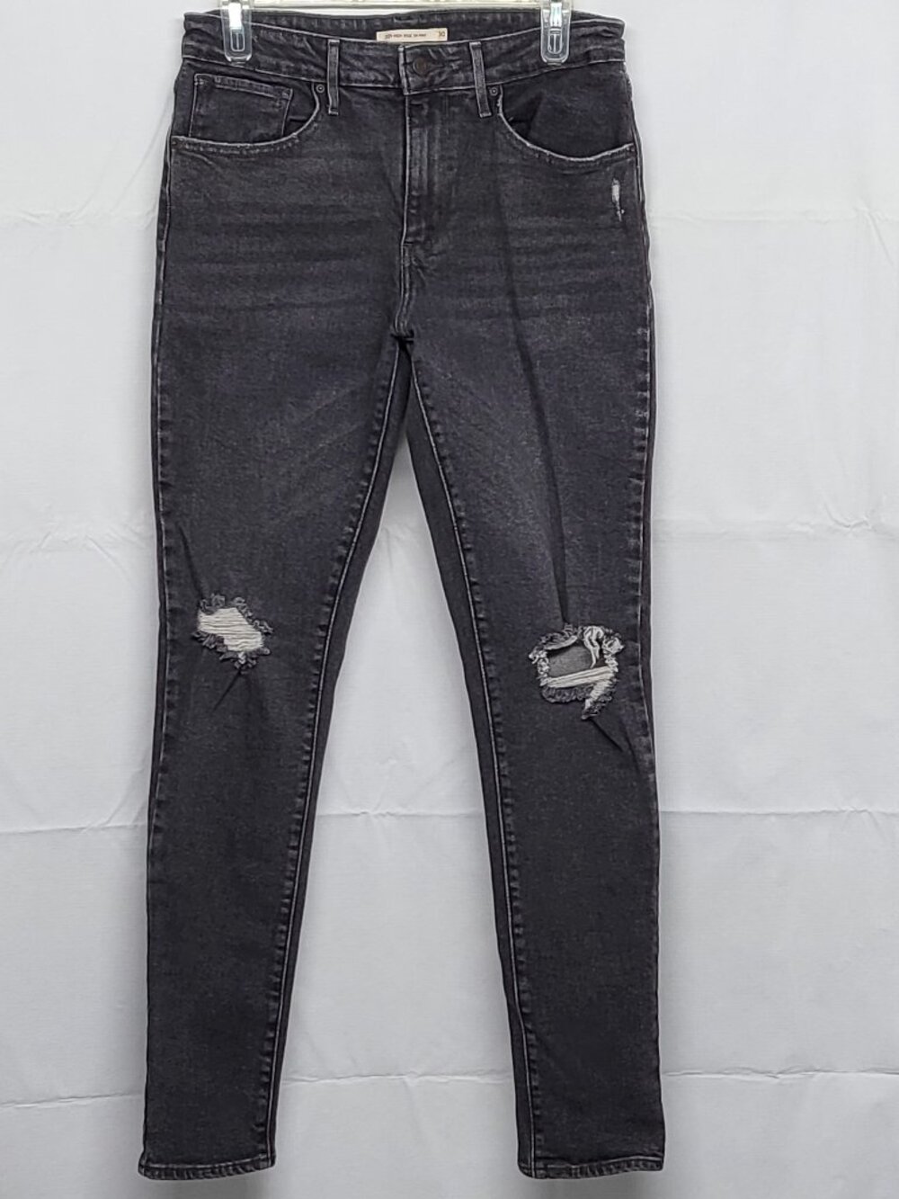 Levis 721 Womens Jeans High Rise Skinny Size 30 (Fit 29 X 30.5) Distressed Black